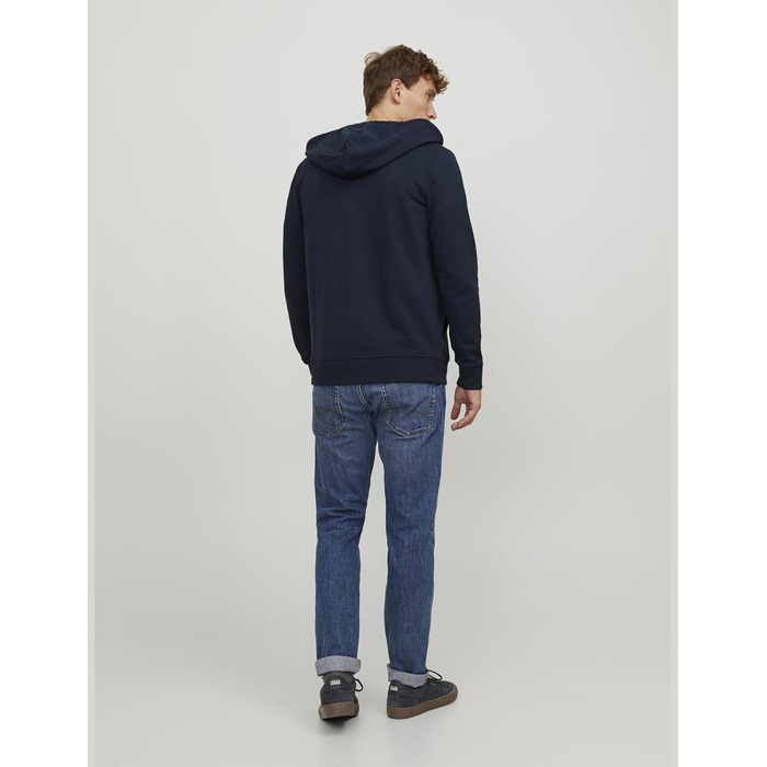 Чоловіча однотонна куртка-худі JACK & JONES, темно-синя, розмір XL, Regular Fit