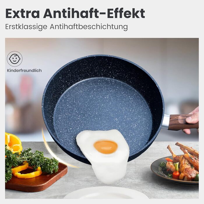 Набір посуду для індукційної плити DishDelight Granit 12 предметів з антипригарним покриттям блакитного кольору (каструлі, сковороди з кришками)