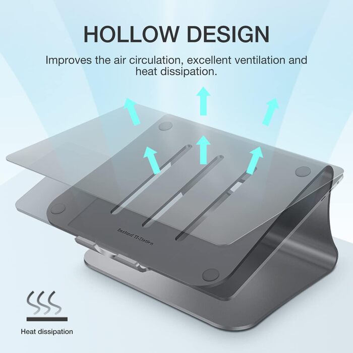 Підставка для ноутбука з алюмінію, сіра, для MacBook, Dell, HP, Lenovo, Microsoft Surface, Samsung (11-16 дюймів)