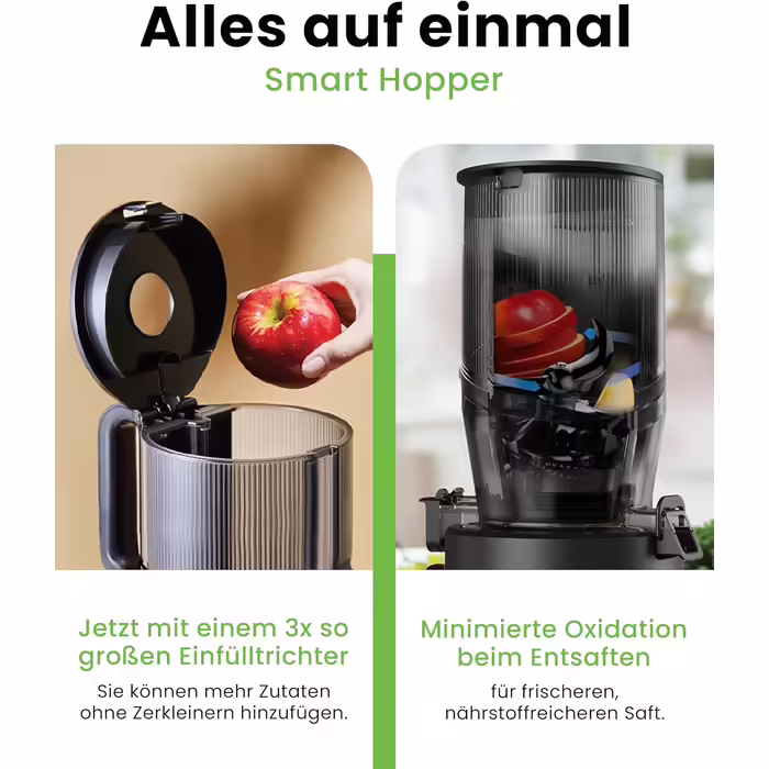 Hurom Slow Juicer | Juices Vegetables and Fruit | H320N | Electric Cold Press | Quiet Motor | Easy to Clean with Large Container and Siebfilter 2L | 200 Watts | BPA Free | Dark Green Deep Green