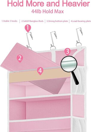 Органайзер на двері 5-ти секційний, складний, рожевий (2 шт) - для ванної, дитячої, кемпінгу