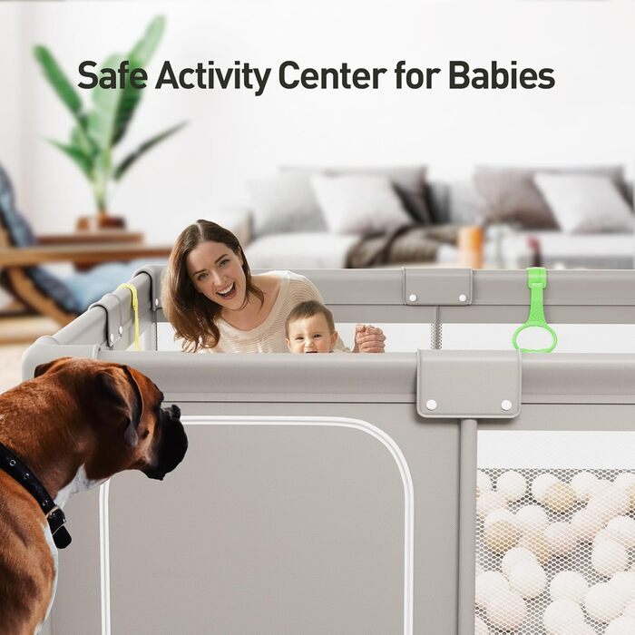 ZEEBABA Baby Playpen, Playpen for Babies (59 x 59 x 27 inches), Kids Safe Play Center for Babies and Toddlers, Extra Large Playpen, Baby Playpen Fence Gives Mommy a Break (150cm)
