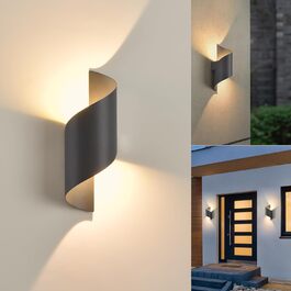 LED-стінна лампа для внутрішнього та зовнішнього використання, 10W, IP65, тепле біле світло 3000K, сучасний дизайн, декоративне освітлення для саду, вітальні, спальні, темно-сірий колір