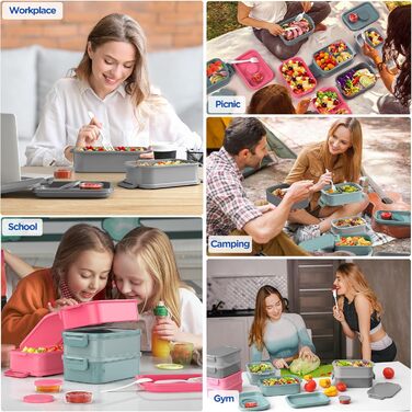 WayEee Ланчбокс для дорослих 2130 мл, Bento Box, витікання, Brotdose, BPA Free, для офісу, школи (Зелений)