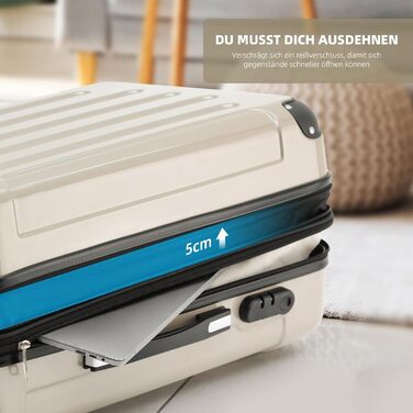 Набір валіз Beibye 3шт. з жорстким корпусом, для подорожей, Trolley, Rollkoffer, Champagne