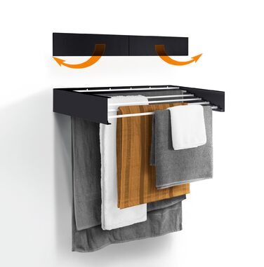 Настінна сушарка для білизни - розкладна, компактна, чорна/сіра (100 см)