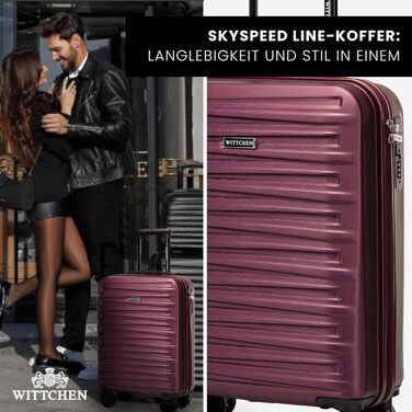 WITTCHEN Skyspeed Line - Великий валіза на колесах, жорсткий корпус ABS, телескопічна ручка, комбінаційний замок, 4 колеса, каштанового кольору. Підходить для авіакомпаній Lufthansa, Eurowings, Ryanair, Condor.