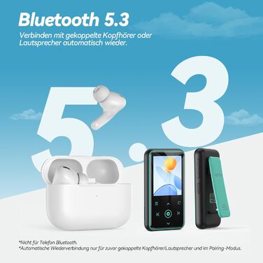 MP3 плеєр AGPTEK 64GB Bluetooth 5.3 з кліпсою для спорту, 1.8