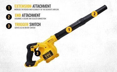 DEWALT Cordless Blower/Leaf Blower (18V, 290 km/h blowing speed, THREE-stage switch, delivered without battery and charger) DCV100-XJ