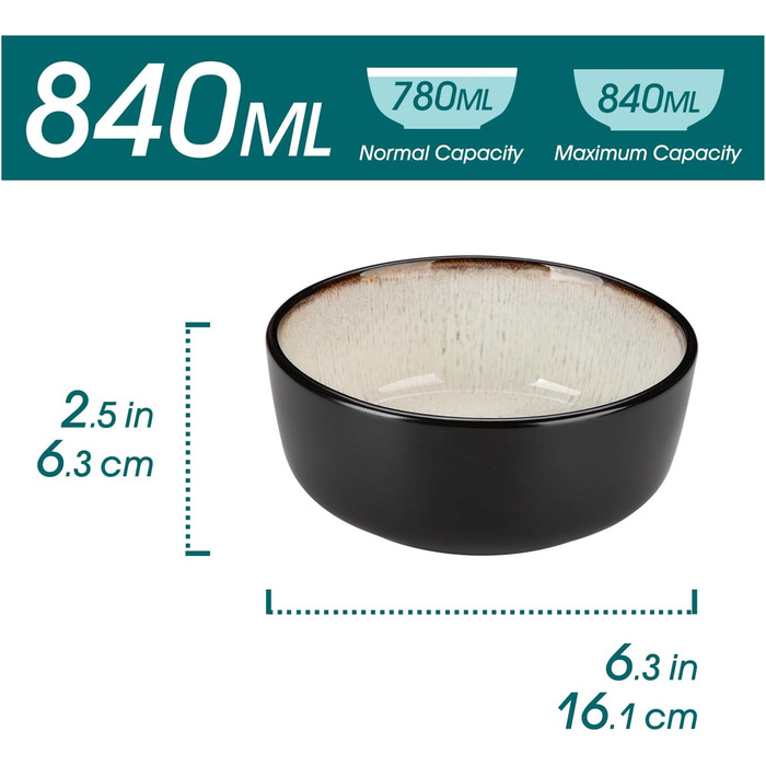 Набір посуду Steingut 24 шт. vancasso AMBER: 6 обеденних, десертних та супових тарілок, супові миски, реактивна глазур, безпечний для миття в посудомийній машині