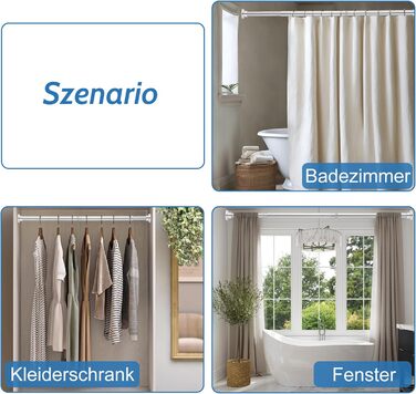 Штанга для душу з нержавіючої сталі без свердління, телескопічна, 70-195 см, срібна