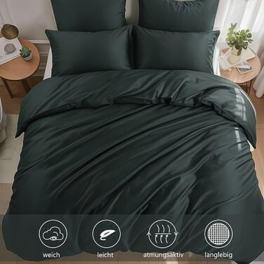 Комплект постільної білизни RUIKASI з бавовни 4-х частинний (200x200 см) сірий - двоколірний, з блискавкою