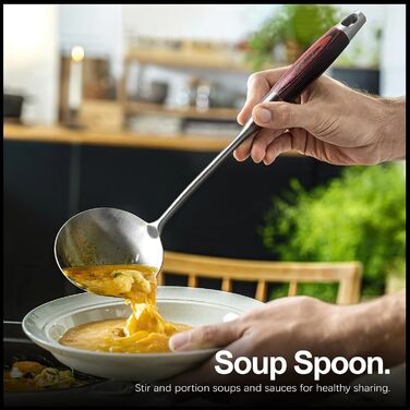 Набір кухонного приладдя з нержавіючої сталі, 5 предметів: лопатка, половник, шумовка, серветка для пасти та шумовка, придатний для миття в посудомийній машині