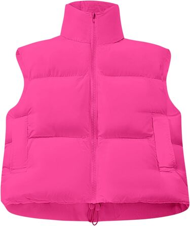 Жіноча степна жилетка з коміром-стійкою, блискавкою, коротка, рожева - розмір M