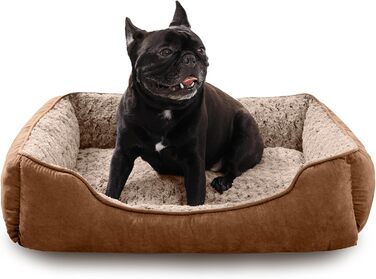М'яке лежанка для собак маленьких порід, миється, плюш, антистрес, 50x48 см, коричнева