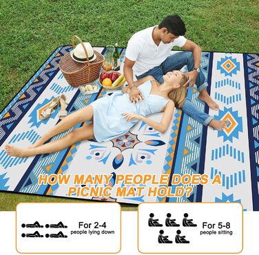 EXTSUD Piknik Decke Outdoor 200x200cm - Водостійкий плед для пікніка та кемпінгу з ручкою