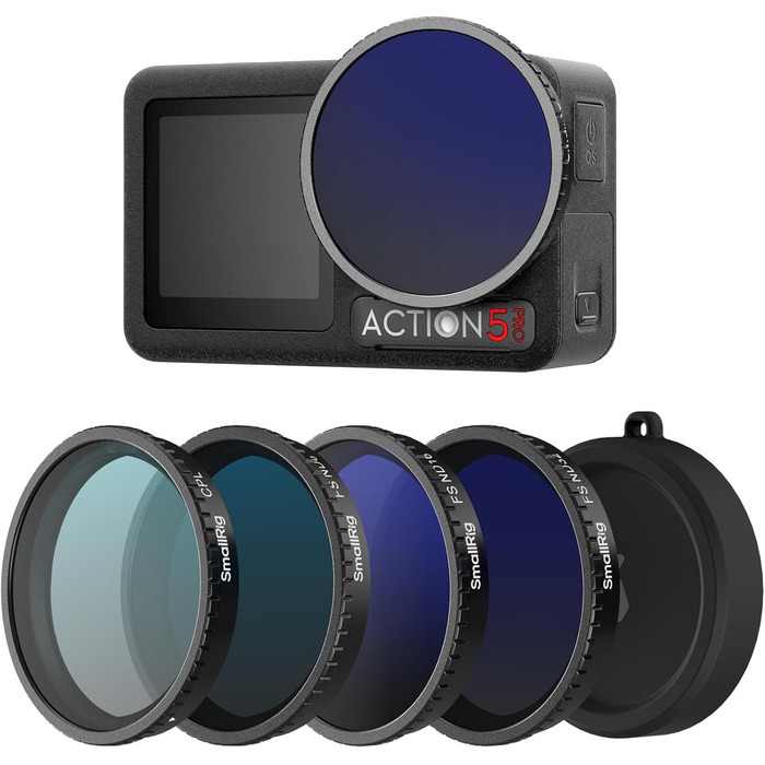 Набір фільтрів ND для DJI Osmo Action 4/5 Pro: CPL, ND8, ND16, ND32 + силіконовий ковпачок для об'єктива