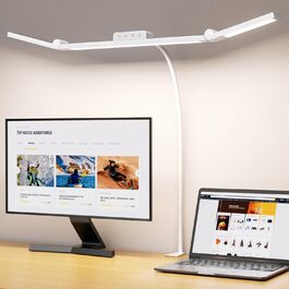 LED лампа настільна EppieBasic з кріпленням, 24W, 3 насадки, регулювання яскравості, для офісу та дому, 1200LM, захист очей, гнушкий шийний механізм, 4 режими температури кольору, таймер 30 хв