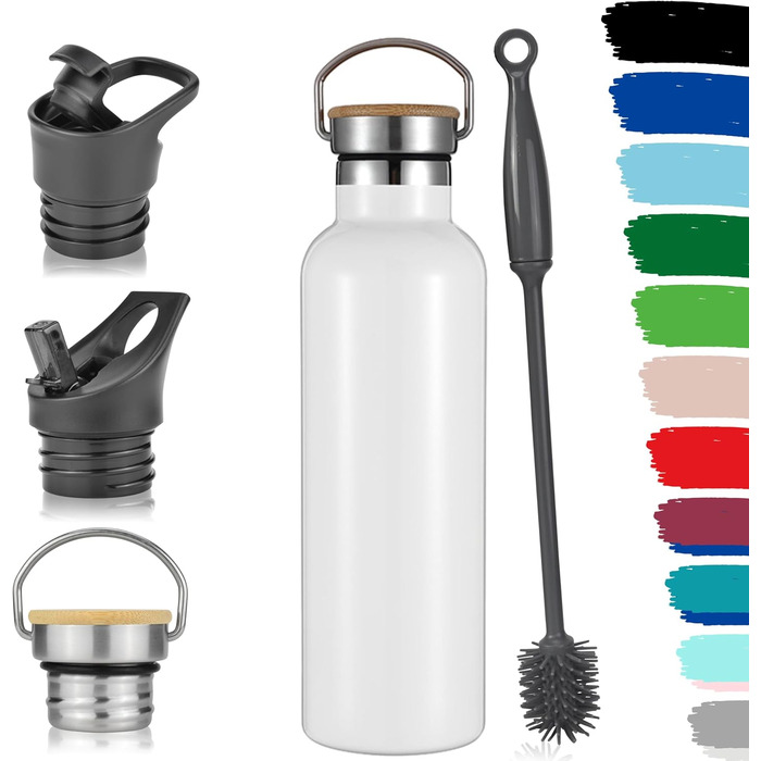 Термос-пляшка Milu з нержавіючої сталі 350мл, 500мл, 750мл, 1000мл (+3 кришки) з трубочкою, ізольована, для дітей та дорослих, вихідний, без витоку (оливковий зелений)