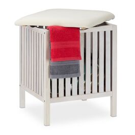 Relaxdays White Laundry Basket with Seat