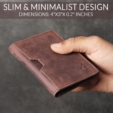 FOXHACKLE: Елегантне шкіряне картхолдер для жінок та чоловіків. RFID-захист, тонкий дизайн, мінімалістичний картхолдер Hunter Coffee Brown