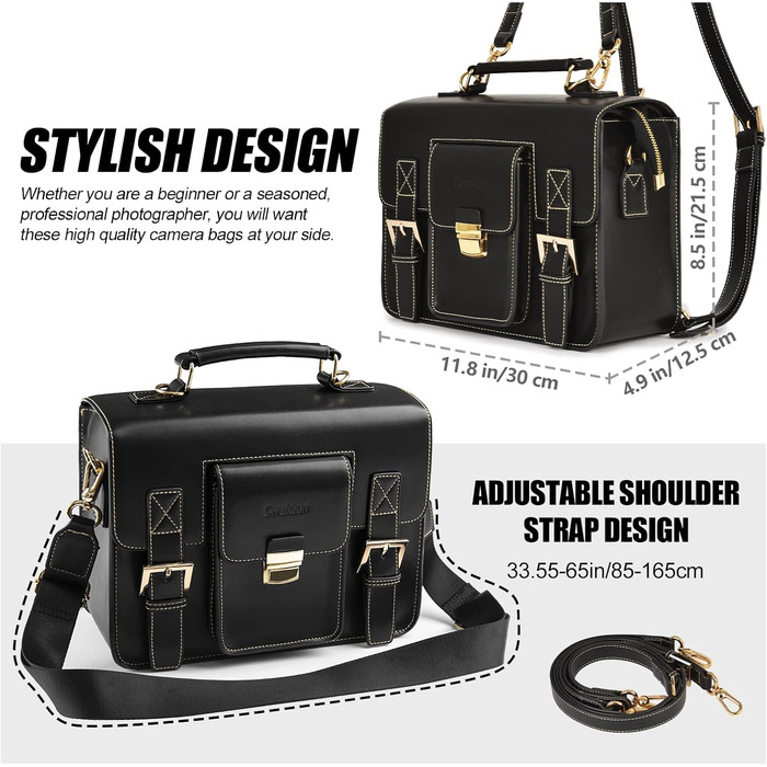 Чохол для камери Cwatcun: водонепроникний, ретро-дизайн, сумісний з Canon, Nikon, Sony (SLR/DSLR, беззеркальні)