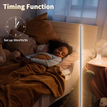 LED торшер Fortand з димуванням, пульт, 147 см. Сучасний торшер для вітальні та спальні. Регулювання кольору та яскравості 2700K-6500K