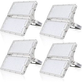 Ankishi LED Floodlight Outdoor, IP65 Waterproof, Super Bright 6500K Cool White Outdoor Light 30000LM Outdoor Floodlight Spotlight for Sports Field, Garage, Garden, Backyard (Cool White, 4 PACK 200W)