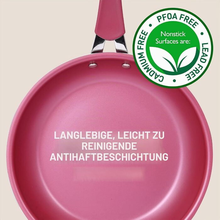 Набір керамічного кухонного посуду NutriChef з антипригарним покриттям, 20 предметів, з кришками та кухонним приладдям, колір коричнево-рожевий