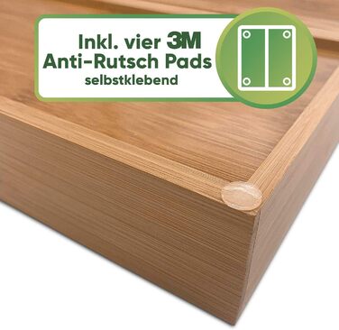 Loco Bird Cutlery Box for Drawers made of Bamboo - Adjustable Drawer Organizer Kitchen Wood - Cutlery Insert for Drawers Pull-out up to 50cm - Drawer Insert Kitchen - Cutlery Organizer