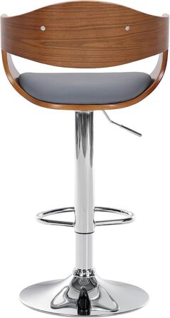 Kingston Adjustable Bar Stool with Faux Leather Seat - Walnut/Gray