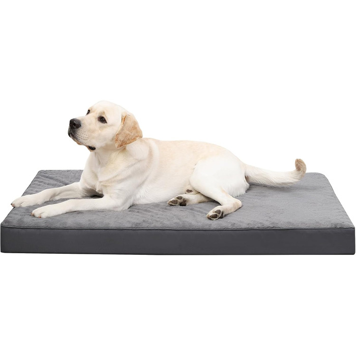 Ортопедичний лежак для собак великих порід, лежанка для собак знімний чохол, 105x70 см, двосторонній килимок, темно-сірий, 121x76x10 см