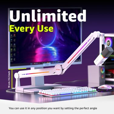 Кріплення для мікрофона IXTECH RGB Boom Arm - регульований тримач для стрімінгу, геймінгу та запису