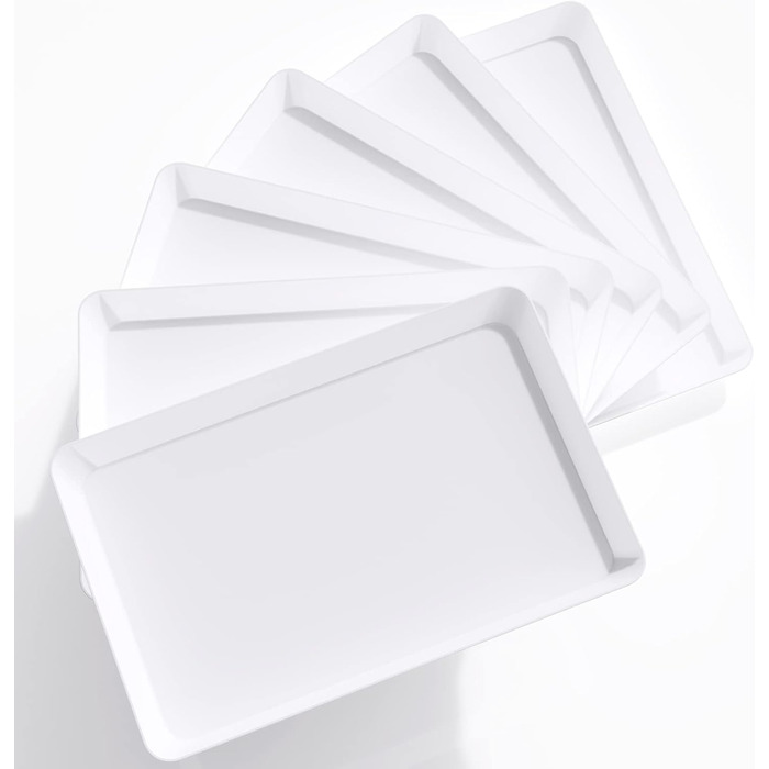 Сервірувальне піднос Lifewit з пластику, 36.7 x 2 см, великий набір, BPA-free, багаторазовий, для буфетів, свят, пікніків, сніданків та закусок, білий (6)