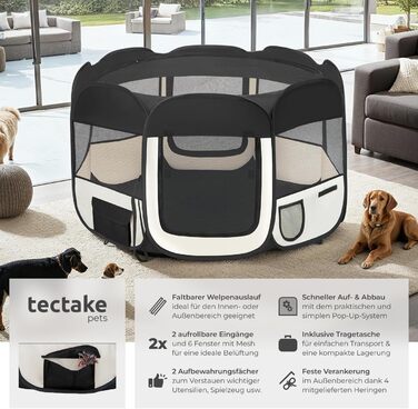 Тектейк® Вольєр для цуценят, вольєр для тварин, віп-коробка для собак, котів, кроликів, вигул, загін для квартири або кемпінгу - огорожа для собак, ґрати для собак, вольєр для вигулу, вольєр для дрібних тварин - рожевий (чорний)