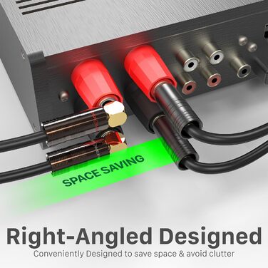 Позолочені кутові бананові роз'єми FosPower для акустичних кабелів, Hi-Fi підсилювачів та домашнього кінотеатру, з подвійними фіксаційними гвинтами (12 шт / 6 пар)