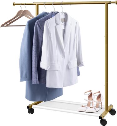 MISSLO Small Clothes Rack for Hanging Clothes, Rolling Garment Rod Stable for Kids, Toddler, Baby, Little Girls, Adults (Gold)