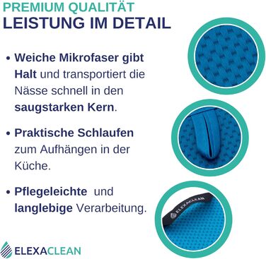 Килимок для посуду ELEXACLEAN (2 шт., антрацит/темно-сірий, 44x41 см) з мікрофібри - захист для кухні та мийки. Швидковисихаюча підставка для посуду (блакитний, набір 2 шт.)