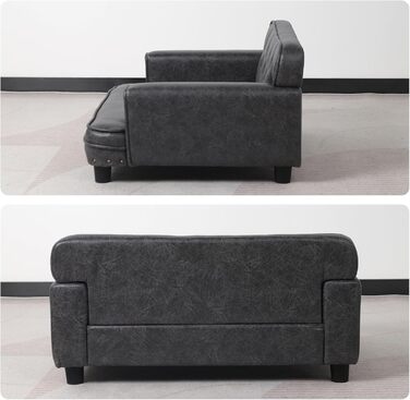 Софа для собак та котів, невелика, з велюру, сіра. Стабільний дерев'яний каркас. Софа-ліжко для маленьких собак та котів