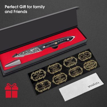 Ніж кухарський MOSFiATA Дамаск 8 дюймів - Японський ніж з дамаської сталі, з чохлом, захистом для пальців та подарунковою упаковкою (Чорний)