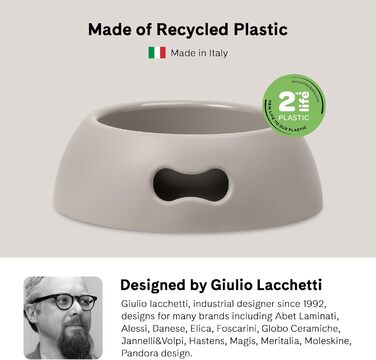 Миска для собак UNITED PETS Pappy, екологічна, зроблена в Італії, 1100 мл, сірий колір, M