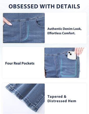 Жіночі джинси Dunke Bau: Прямі джинси-джеггінси з високою талією, еластичний денім, 4 кишені, модний bootcut, середньо-синій колір, розмір S (29)