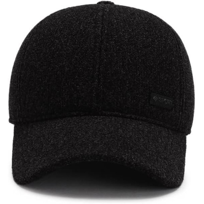 Кепка YAMEE для чоловіків, зимова бейсболка з відкидним навушником, тепла шапка-кепка, чорний (2074)