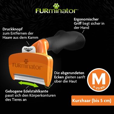 FURminator для собак середнього розміру з короткою шерстю: щітка для видалення підшерстка (Версія 2.0)
