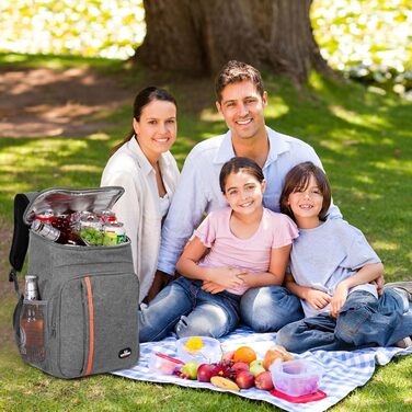 Рюкзак-холодильник HEQUN 23L: Ізольований рюкзак для пікніків, пляжу, подорожей та роботи. Сірий колір.