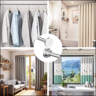 Телескопічна штанга для карнизів 60-130 см, сталь, без свердління. Підходить для штор, душових перегородок, шаф, вікон та дверей