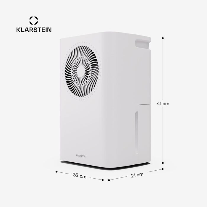 Klarstein CircleDry 12L: Розумний осушувач повітря з Wi-Fi, 38dB, таймер, контроль вологості, для приміщень до 24м², білий