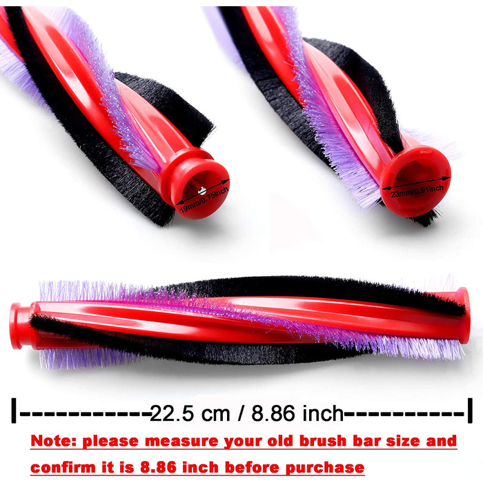 Main Brush + Filter for Dyson V6 Animal/Fluffy DC58 DC59 DC61 DC62 Replacement Parts Accessories, 225mm