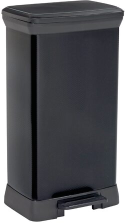 Сміттєвий відро Curver Deco Bin 50Л для кухні з педаллю, системою Soft-Close та герметичною кришкою, чорний металік