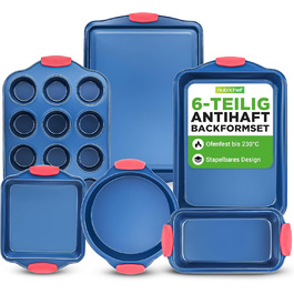 Набір форм для випічки Nutrichef 10 шт. з антипригарним покриттям – для випікання солодкого (печиво) та солоного (пироги, піца). Форми з вуглецевої сталі, без PFOA та PTFE, з силіконовими ручками. Круглі та квадратні форми.